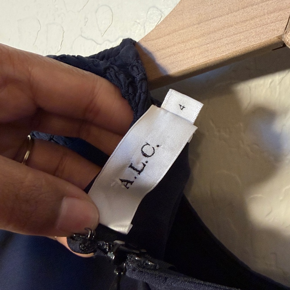 A.L.C. Midnight Alexa Bell Sleeve Smocked Mini Dress Size 4 - Picture 5 of 5